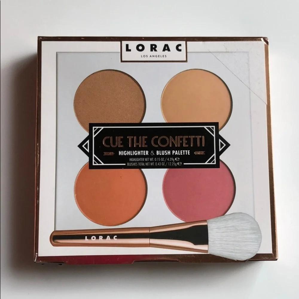 NIB LORAC Cue the Confetti Blush and Highlighter Palette with Brush